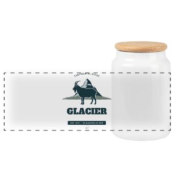 Glacier National Park Bergziege - Panorama Keksdose mit Holzdeckel - Weiß - Vorne