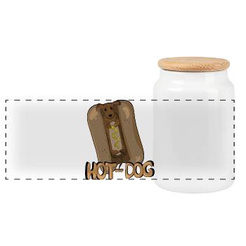Hot-Dog - Panorama Keksdose mit Holzdeckel - Weiß - Vorne