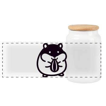 Suesser Hamster Icon - Panorama Keksdose mit Holzdeckel - Weiß - Vorne