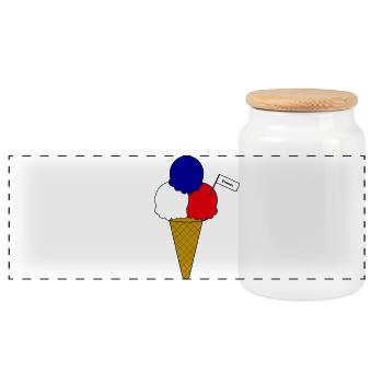 Französich France Flag Eiscreme - Panorama Keksdose mit Holzdeckel - Weiß - Vorne