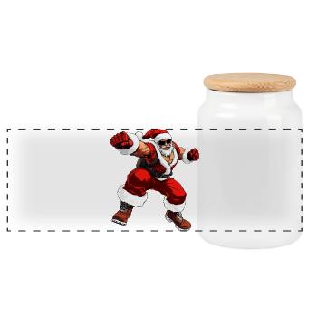 Boxer Weihnachten - Panorama Keksdose mit Holzdeckel - Weiß - Vorne