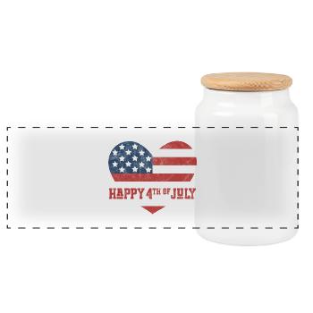 Happy 4th of July - Panoramic Cookie Jar with Wooden Lid - white - Front