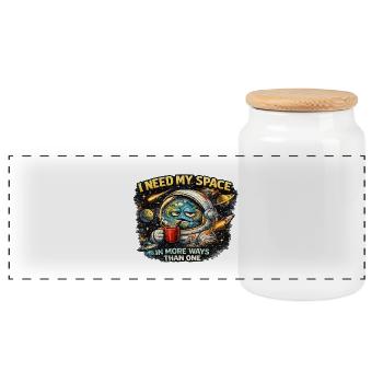 I need my Space in more ways than one - Shirt - Panoramic Cookie Jar with Wooden Lid - white - Front
