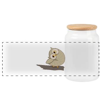 Käuzchen Kauz Uhu - Panoramic Cookie Jar with Wooden Lid - white - Front
