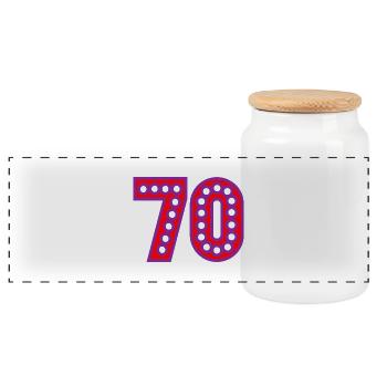 70. 70 ANS. 70e ANNIVERSAIRE. ANNIVERSAIRE 70 ANS. - Boîte à biscuits avec couvercle en bois - blanc - Devant