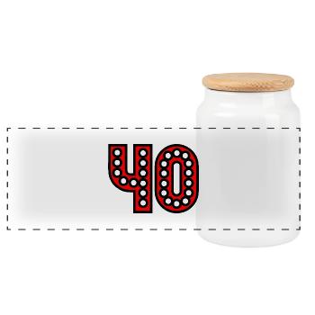 40. 40 ANS. 40e ANNIVERSAIRE. ANNIVERSAIRE 40 ANS. - Boîte à biscuits avec couvercle en bois - blanc - Devant
