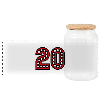 20. 20e ANNIVERSAIRE. ANNIVERSAIRE 20 ANS. 20 ANS. - Boîte à biscuits avec couvercle en bois - blanc - Devant