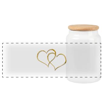 Double Heart GOLD 3D - Boîte à biscuits avec couvercle en bois - blanc - Devant
