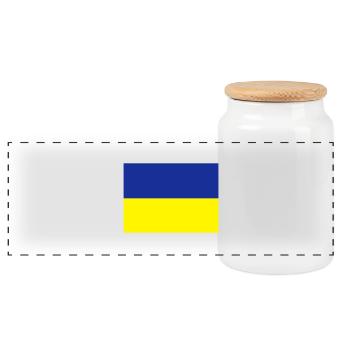 fahne_ukraine - Panorama Keksdose mit Holzdeckel - Weiß - Vorne