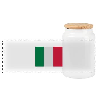 fahne_italien - Panorama Keksdose mit Holzdeckel - Weiß - Vorne