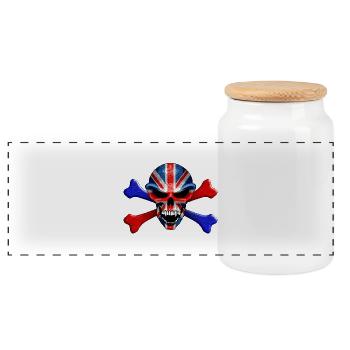 Union Jack Skull - Panorama Keksdose mit Holzdeckel - Weiß - Vorne