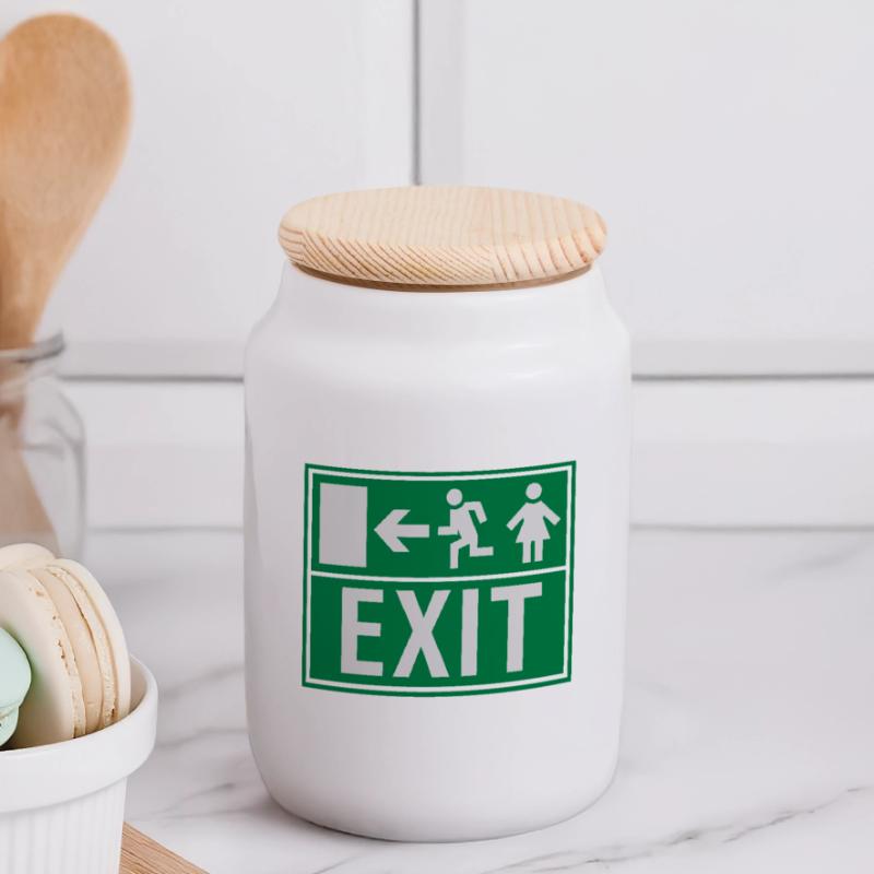 EXIT (FIRE EXIT) Boîte à biscuits avec couvercle en bois