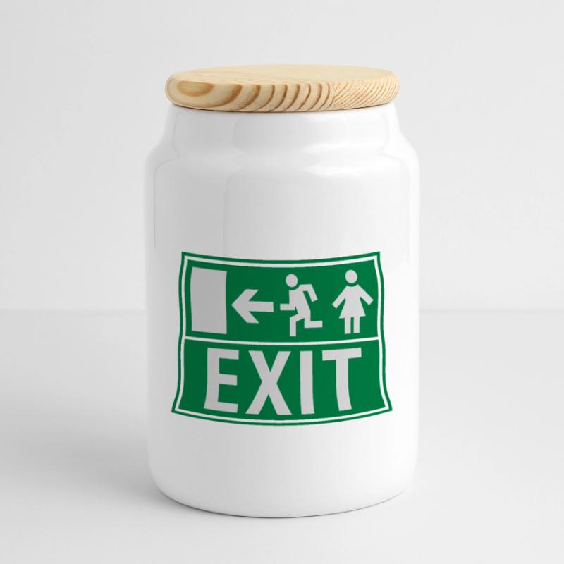 EXIT (FIRE EXIT) Boîte à biscuits avec couvercle en bois