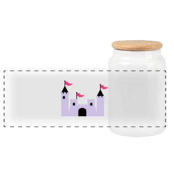 castle - Panoramic Cookie Jar with Wooden Lid - white - Front