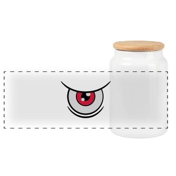 Big Eye - Panoramic Cookie Jar with Wooden Lid - white - Front
