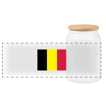 Belgian Flag - Panoramic Cookie Jar with Wooden Lid - white - Front