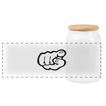 Finger Punkt - Panorama Keksdose mit Holzdeckel - Weiß - Vorne