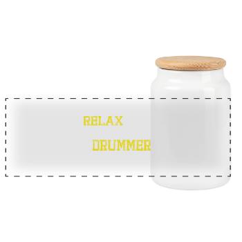 Relax Drummer - Panoramic Cookie Jar with Wooden Lid - white - Front