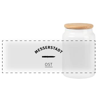 Messerstadt Ost - Panorama Keksdose mit Holzdeckel - Weiß - Vorne
