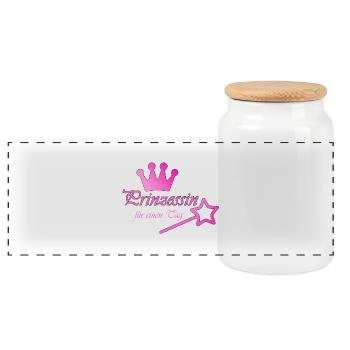 Prinzessin - Panorama Keksdose mit Holzdeckel - Weiß - Vorne