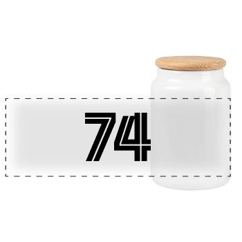 74 - Panoramic Cookie Jar with Wooden Lid - white - Front