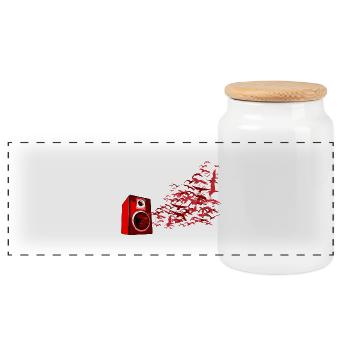 Speaker Birds DJ - Panoramic Cookie Jar with Wooden Lid - white - Front
