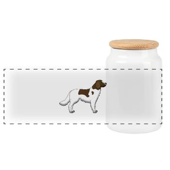 small Münsterländer - Panoramic Cookie Jar with Wooden Lid - white - Front