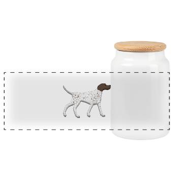 Pointers run - Panoramic Cookie Jar with Wooden Lid - white - Front