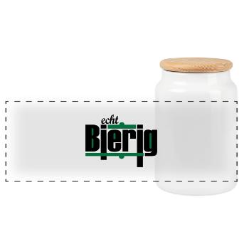 "echt Bierig" by Claudia-Moda - Panorama Keksdose mit Holzdeckel - Weiß - Vorne