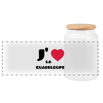 J'aime la Guadeloupe (V) - Panoramic Cookie Jar with Wooden Lid - white - Front