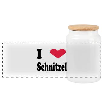 i heart schnitzel - Panorama Keksdose mit Holzdeckel - Weiß - Vorne