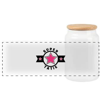 super tatie (.4) - Boîte à biscuits avec couvercle en bois - blanc - Devant