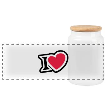 I love 2clr - Panorama Keksdose mit Holzdeckel - Weiß - Vorne