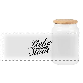 Liebe deine Stadt - Panorama Keksdose mit Holzdeckel - Weiß - Vorne