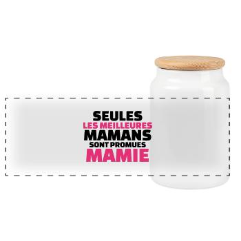 Seules les meilleures maman sont promues mamie - Boîte à biscuits avec couvercle en bois - blanc - Devant