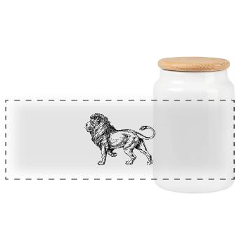Big noir de lion et withe - Boîte à biscuits avec couvercle en bois - blanc - Devant