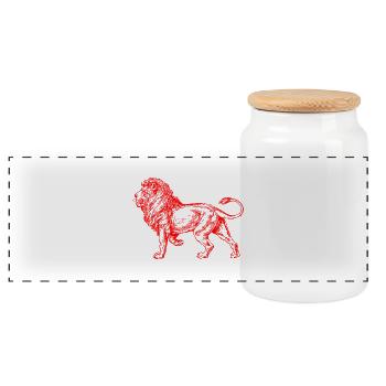 Big Lion rouge - Boîte à biscuits avec couvercle en bois - blanc - Devant
