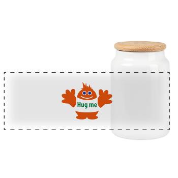 Hug Me - Panorama Keksdose mit Holzdeckel - Weiß - Vorne