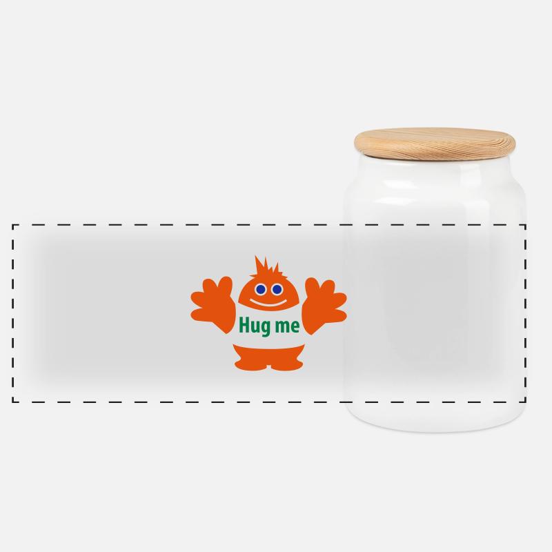 Hug Me - Panorama Keksdose mit Holzdeckel - Weiß