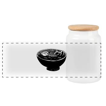 Ramen - Panorama Keksdose mit Holzdeckel - Weiß - Vorne