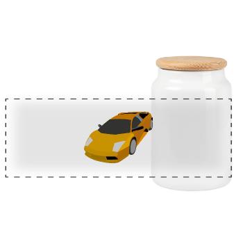 race car - Panoramic Cookie Jar with Wooden Lid - white - Front