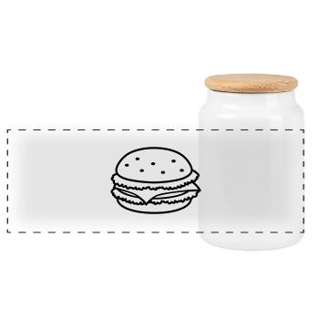 fastfood_hamburger_1c - Panorama Keksdose mit Holzdeckel - Weiß - Vorne