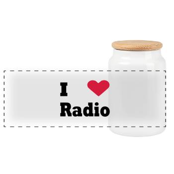 i love radio - Panorama Keksdose mit Holzdeckel - Weiß - Vorne