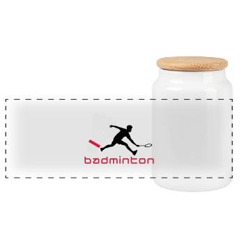 badminton_022011_t_3c - Panoramic Cookie Jar with Wooden Lid - white - Front