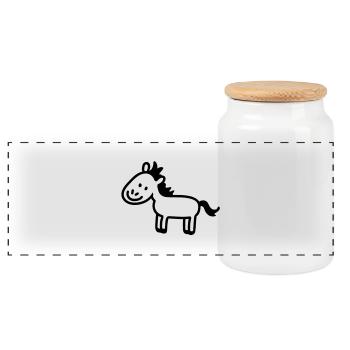 Pony Pferdchen - line - Panorama Keksdose mit Holzdeckel - Weiß - Vorne