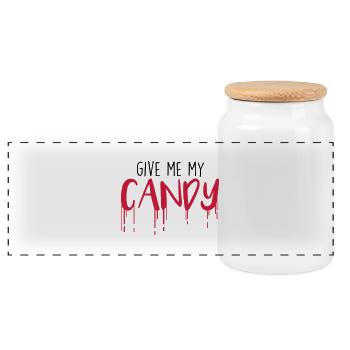 Give me my candy - Panorama Keksdose mit Holzdeckel - Weiß - Vorne