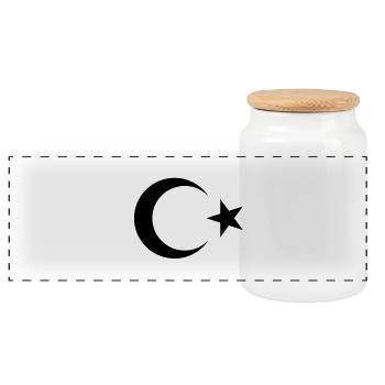 Türkei Flagge Halbmond Stern (Türkiye Bayrak / B) - Panorama Keksdose mit Holzdeckel - Weiß - Vorne