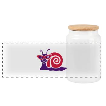 Snail with retro glasses - Panoramic Cookie Jar with Wooden Lid - white - Front