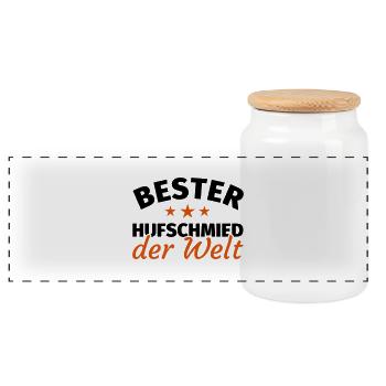 Hufschmied - Panorama Keksdose mit Holzdeckel - Weiß - Vorne