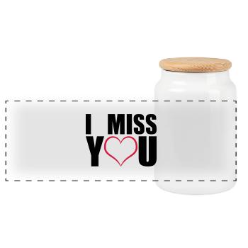 I miss you geschenk - Panorama Keksdose mit Holzdeckel - Weiß - Vorne